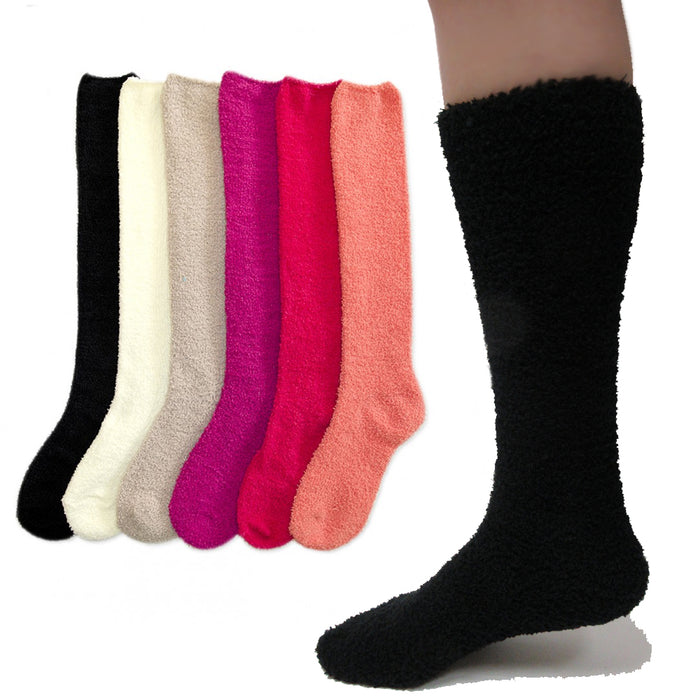 3 Pairs Women Girl Winter Socks Knee High Long Cozy Fuzzy Slipper Soft 9-11 Warm