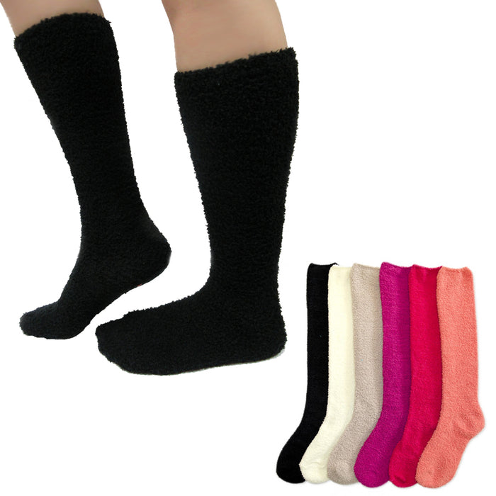 3 Pairs Women Girl Winter Socks Knee High Long Cozy Fuzzy Slipper Soft 9-11 Warm