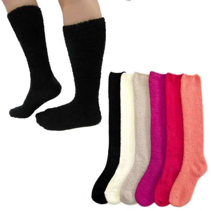 6 Pairs Women Girl Winter Socks Slipper Fuzzy Cozy Long Knee High Soft Warm 9-11