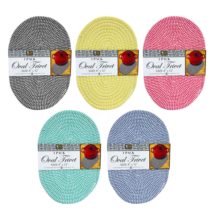 4 Pack Oval Trivets Woven Placemats Hot Pan Mat Dishes 8"x12" Countertop Vintage
