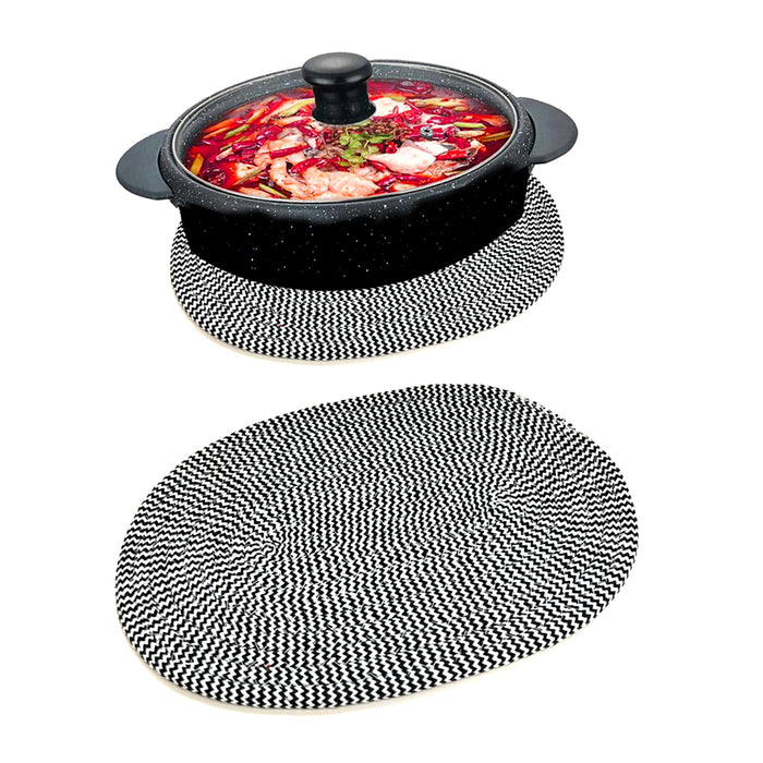 4 Pack Oval Trivets Woven Placemats Hot Pan Mat Dishes 8"x12" Countertop Vintage