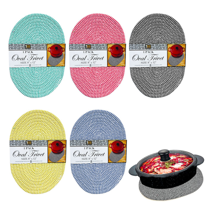 4 Pack Oval Trivets Woven Placemats Hot Pan Mat Dishes 8"x12" Countertop Vintage