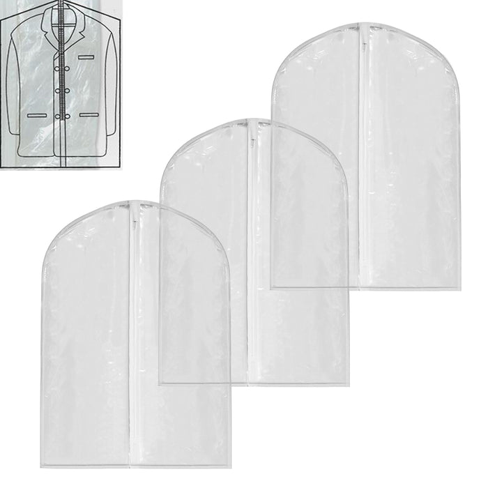 3 Garment Bag Travel Suit Dress Storage 40" Clear Cover Zipper Coat Suit Carrier