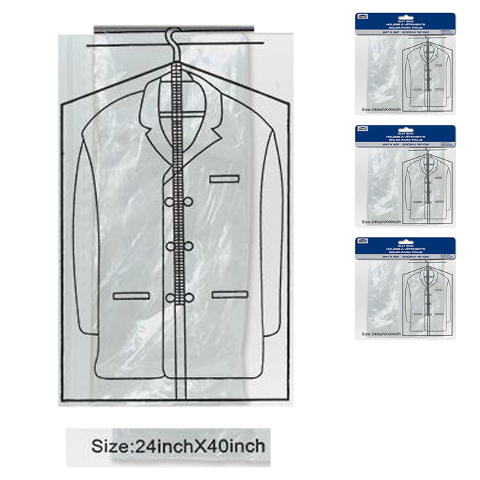 3 Garment Bag Travel Suit Dress Storage 40" Clear Cover Zipper Coat Suit Carrier