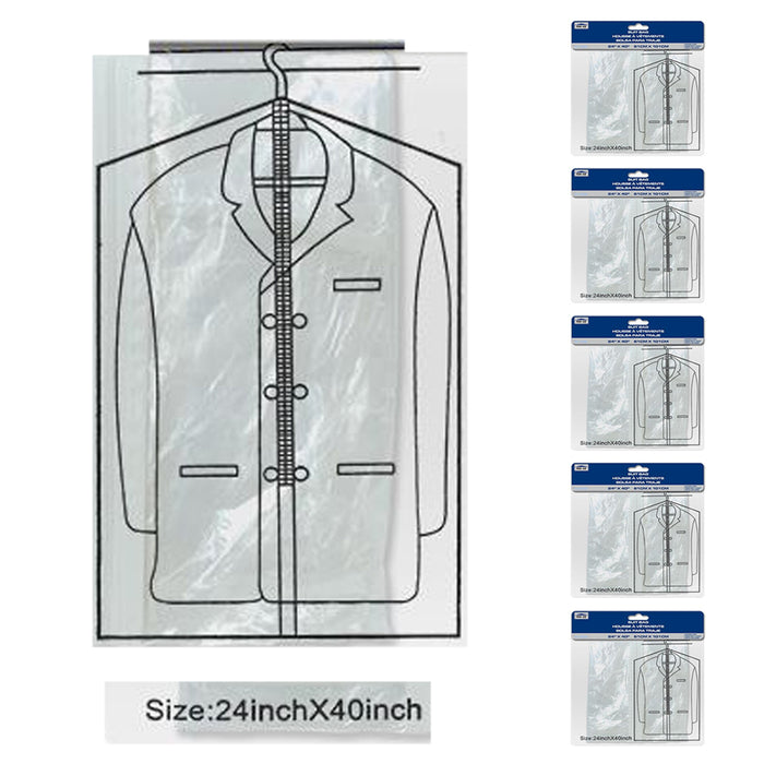 5 Lot 40" Garment Bag Suit Dress Storage Travel Clothes Coat Carrier Cover Clear