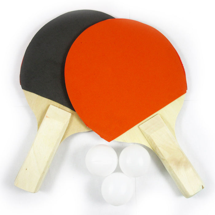 2PC PING PONG PADDLE TABLE TENNIS SET RACKET RUBBER BAT W/ 3 BALLS FUN FOR KIDS