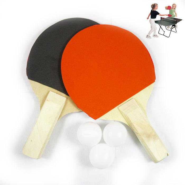 2PC PING PONG PADDLE TABLE TENNIS SET RACKET RUBBER BAT W/ 3 BALLS FUN FOR KIDS