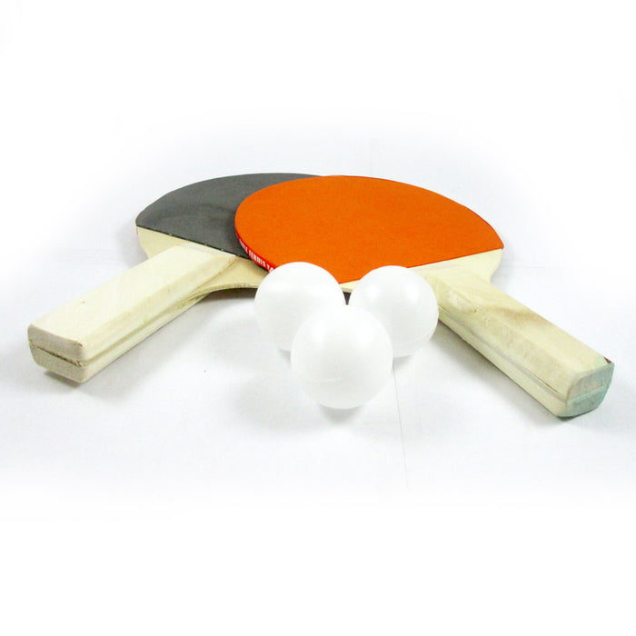 2PC PING PONG PADDLE TABLE TENNIS SET RACKET RUBBER BAT W/ 3 BALLS FUN FOR KIDS