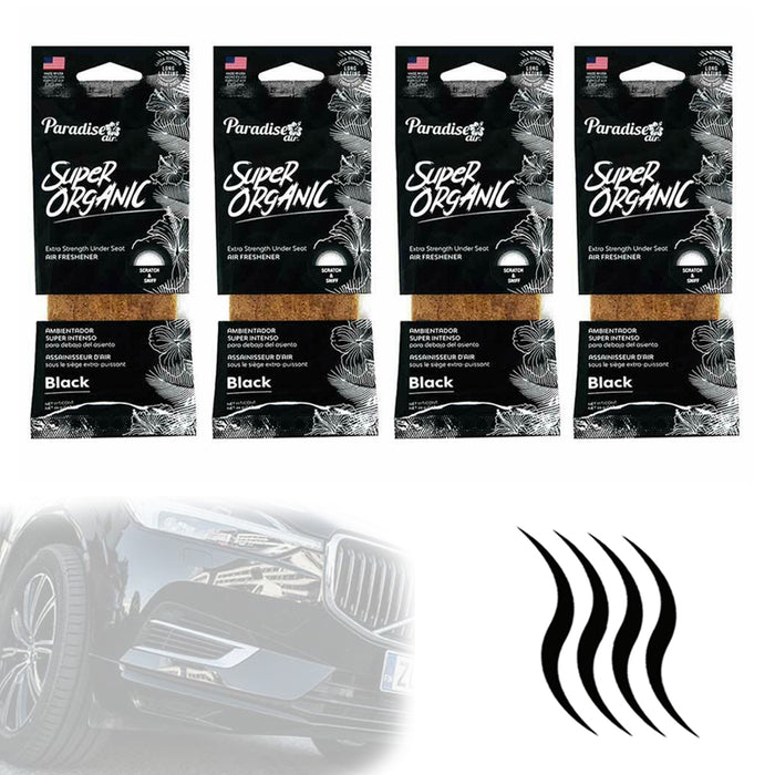 4 X Super Organic Black Scent Car Air Freshener Block Stone Under Seat Fragrance