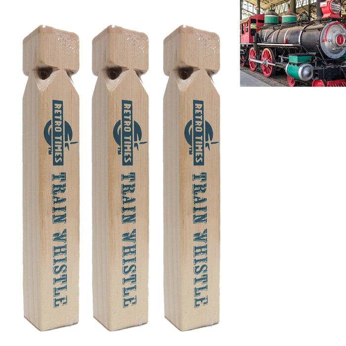 3 Pack 8.5" Wooden Steam Whistle Train Engine Lovers Kids Toy Railroad Sound Lot