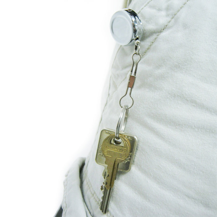 Heavy Duty Metal Retractable Badge Reel W Chain Pull Belt Clip ID Holder Recoil
