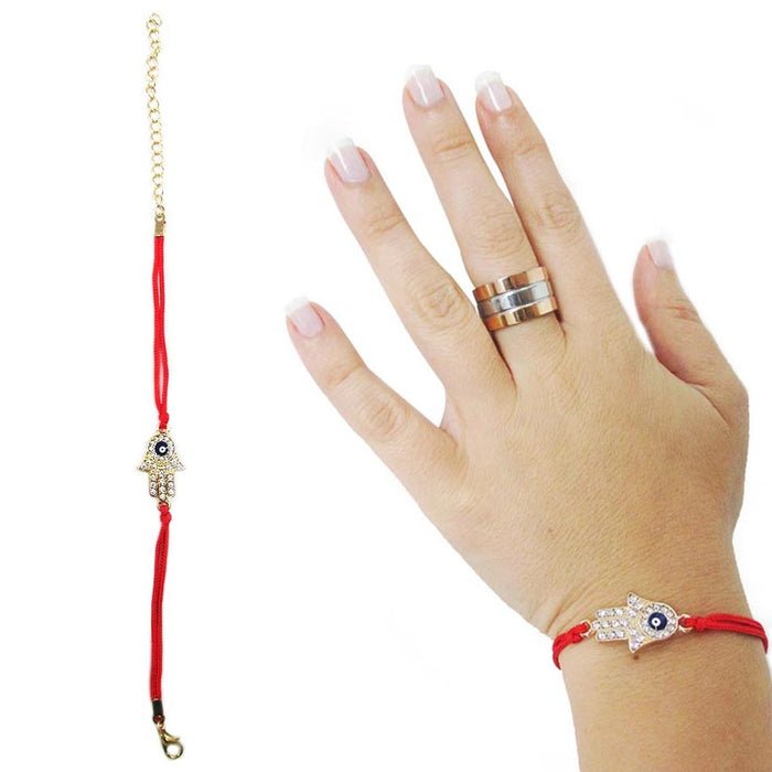 5PC Hamsa Hand Fatima Evil Eye Dainty Bracelets Lucky Kabbalah Red String Women