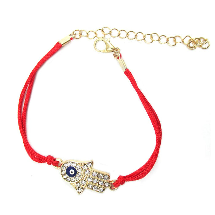 Hamsa Evil Eye Dainty Bracelet Kabbalah Gold Red String Lucky Amulet Adjustable