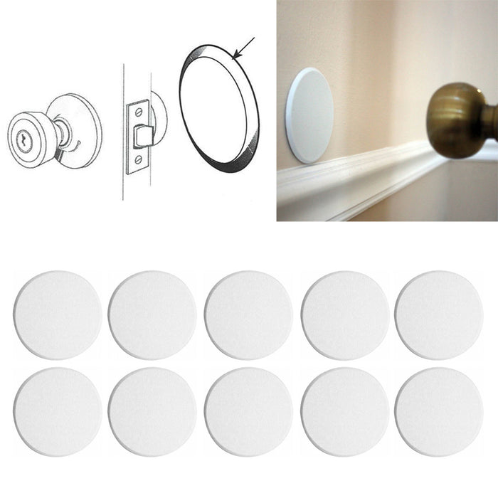 10X Round Self Adhesive Paintable Door Knob Wall Protector Shield White Stop New