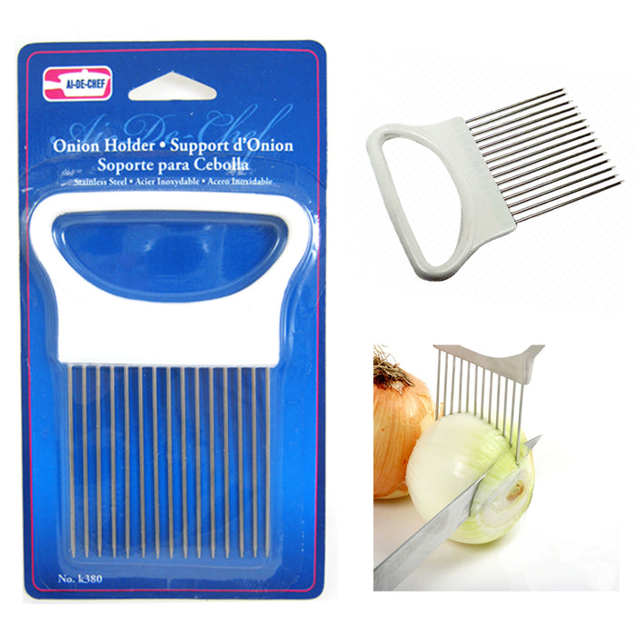 Onion Tomato Vegetable Slicer Cutting Aid Guide Holder Slicing Cutter Gadget New