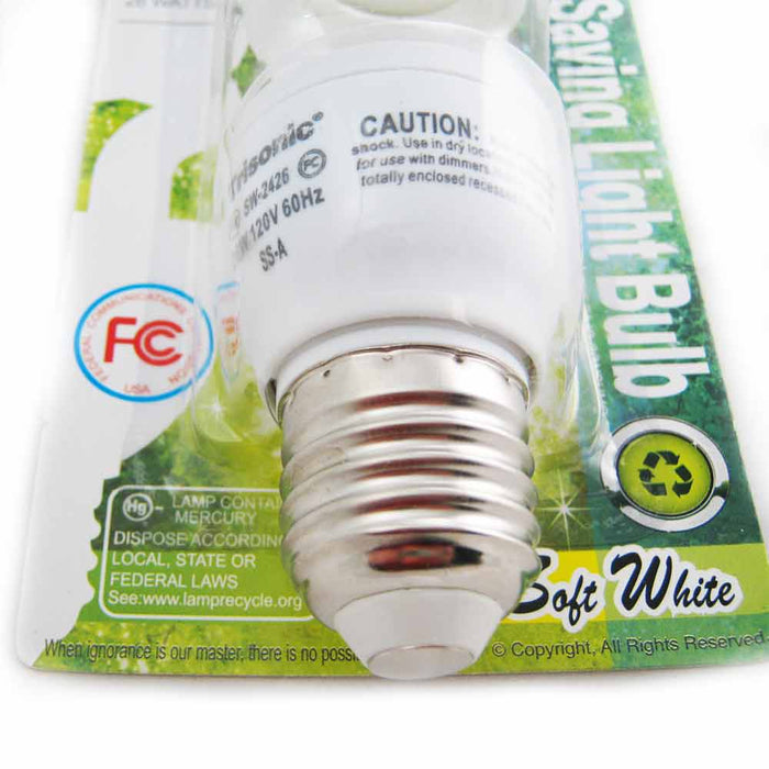 3 Pc Light Bulbs CFL Soft White 26W 125 Watt Fluorescent Energy Saving Lighting
