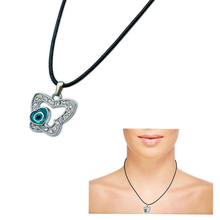 Evil Eye Heart Butterfly Necklace Silver Chocker Protection Cute Pendant Jewelry