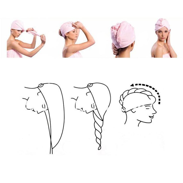 Head Towel Super Absorbent Hair Magic Drying Turban Wrap Hat Caps Spa Bathing