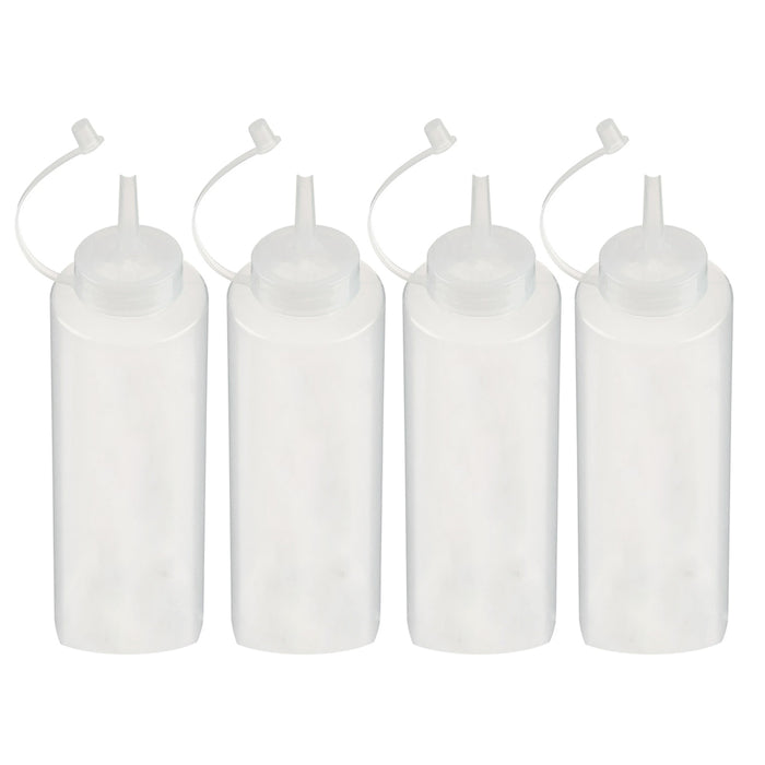 4 Plastic Squeeze Bottle Cap 28oz Squirt Condiments Oils Measurements Wide Mouth