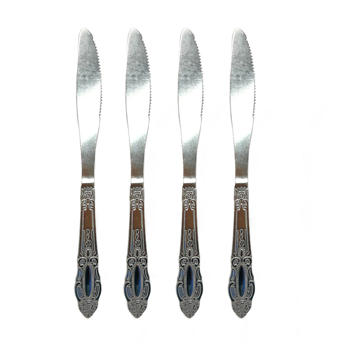 Set of 4 Silver Dinner Knives Stainless Steel Silverware Dessert Salad Flatware