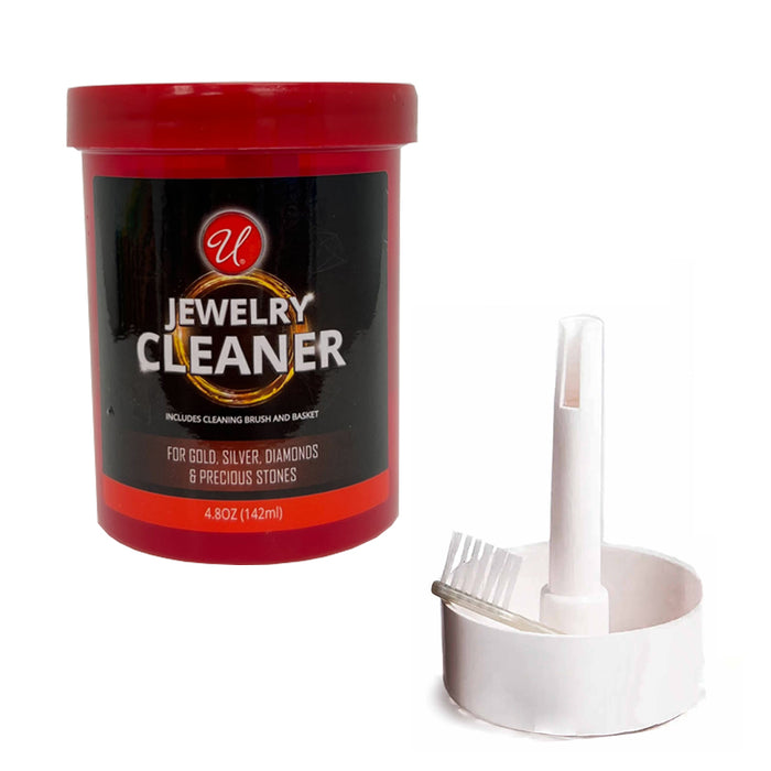 1 Jewelry Cleaner Solution W/ Basket Brush Gold Silver Platinum Diamonds Polish