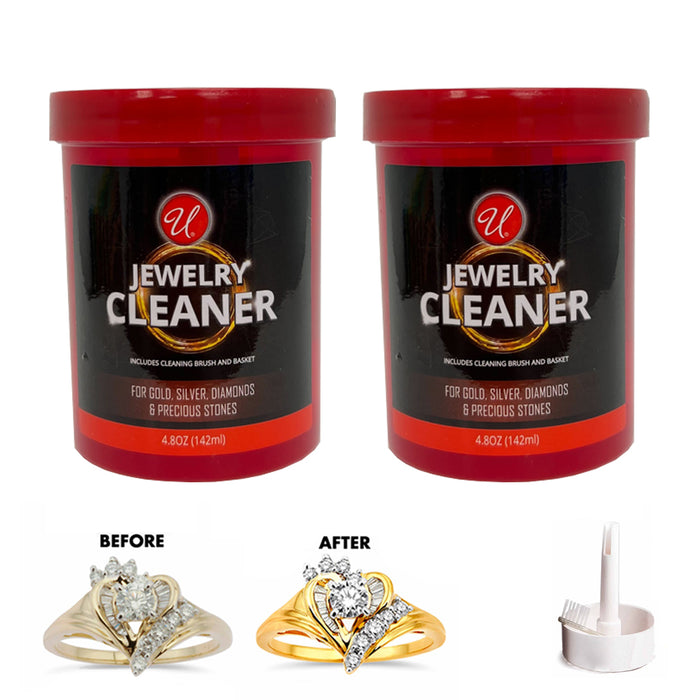 2 Pc Jewelry Tarnish Remover Cleaning Solution Basket Brush Gold Silver Platinum