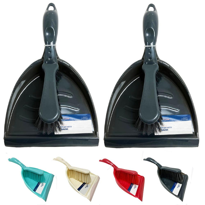 2 Sets Dust Pan Brush Handheld Broom Clear Dustpan Duster Wipe Sweeper Cleaning