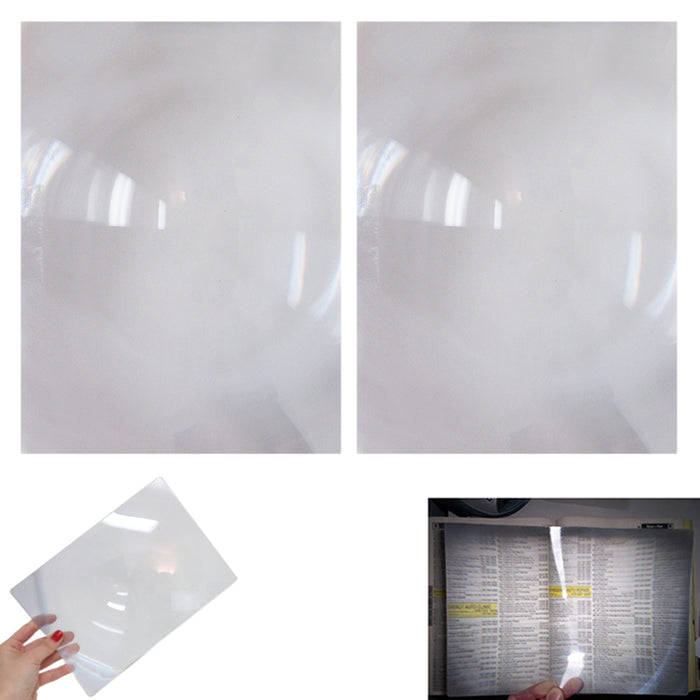 2 PK Full Page Magnifying Sheet Fresnel Lens 3X Magnifier Reading Aid 7" x 9.75"