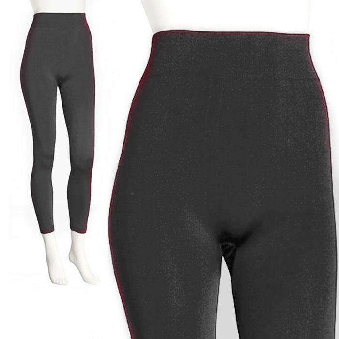 3 Seamless Fleece Black Leggings One Size Yoga Pants Stretchy Women Warm Tights