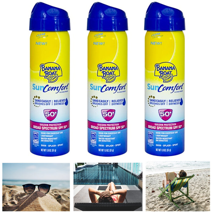 3X Banana Boat SunComfort Sun Care Swim Splash Sport UV Protection SPF 50+ 1.8oz