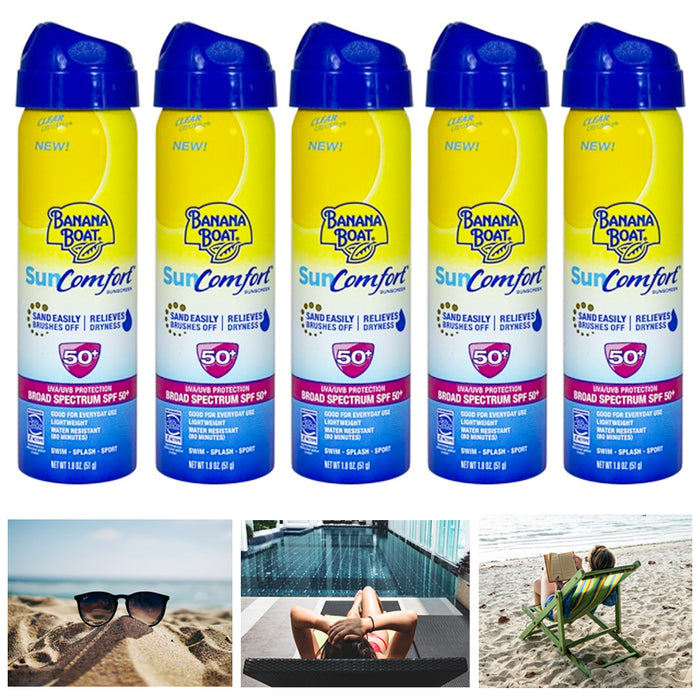 5 Pack Banana Boat SunComfort Sunscreen Spray UVA UVB Protection SPF 50+ 1.8oz