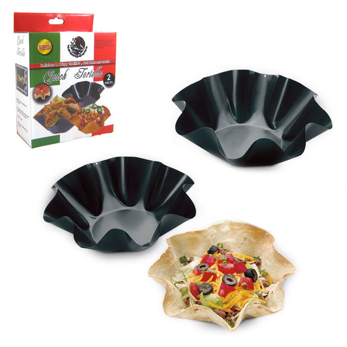 2 PC Tortilla Maker Nonstick Taco Shell Salad Bowl Perfect Taco Pan Carbon Steel