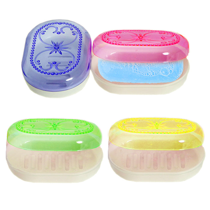 6PC Soap Dish Container Dispenser Bar Case Holder Box Bathroom Travel Carry Case