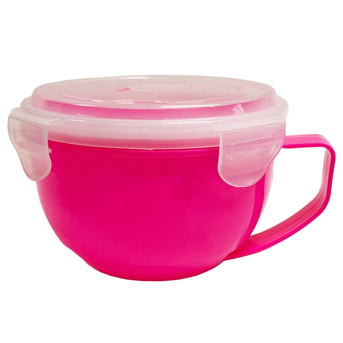 2 Pc Microwaveable Plastic Food Container Bowl Lunch Soup Handle With Lid 902mL