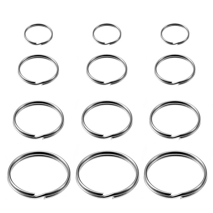 12PCS Keyrings Nickel Plated Key Holder Split Rings 4 Sizes Heavy Duty Accessory
