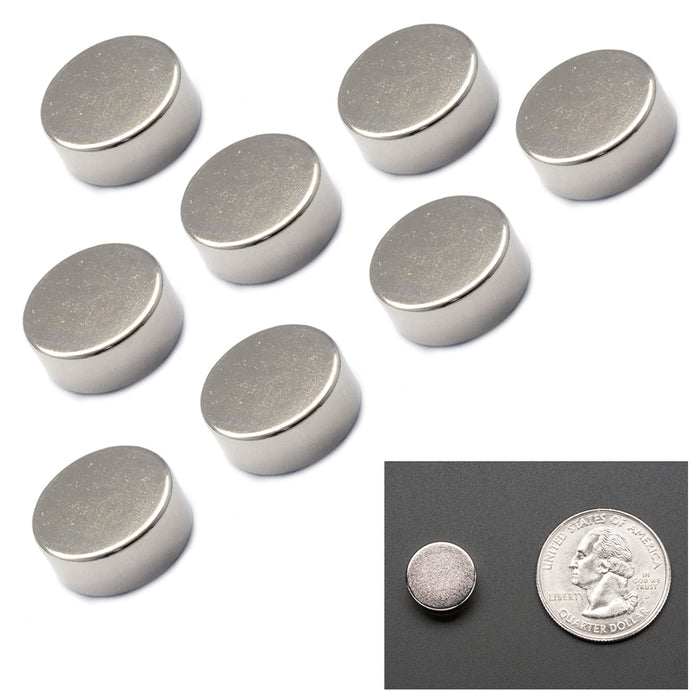 8 pcs 1/2" Diameter Super Strong Disc Magnets 8 lb Strength Rare Earth Neodymium