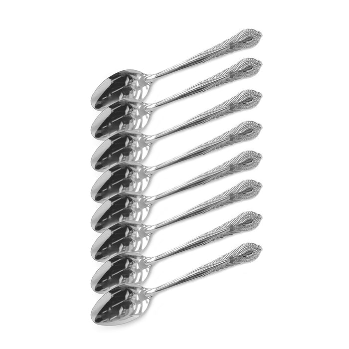 8Pc Teaspoons Set Stainless Steel Flatware Silverware Metal Dessert Spoon 6 inch