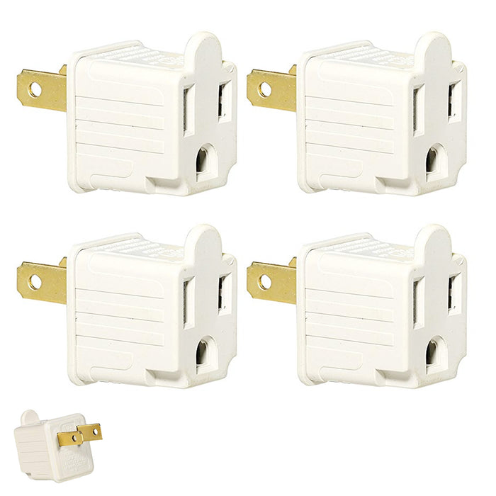 4 Set 3 Prong to 2 Prong Outlet Electrical Ground AC Adapter Grounding Converter