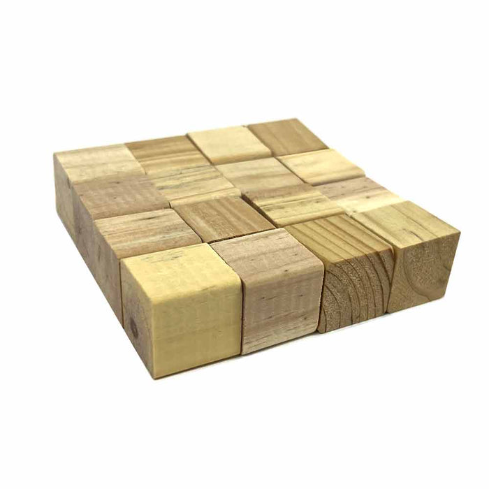 54 Pc Wooden Craft Blocks Cubes Unfinished Natural Hardwood Wood Square 1.25"