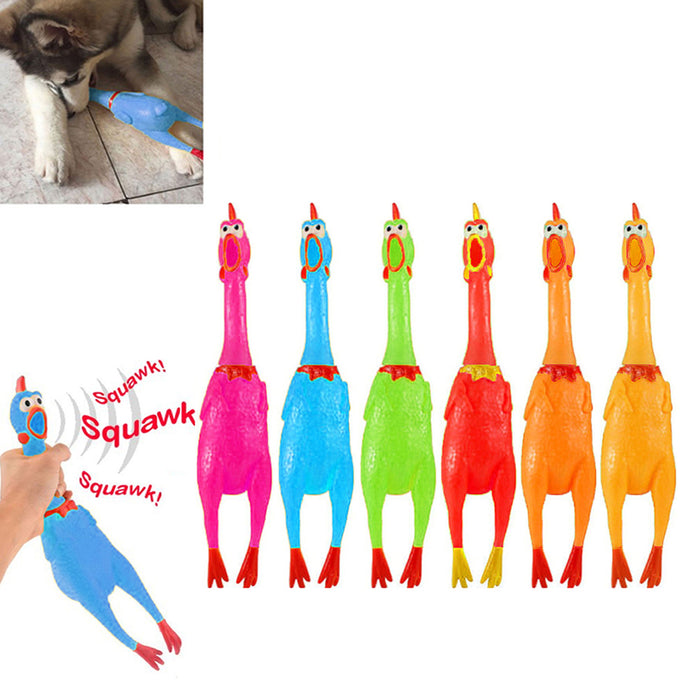 Hilarious 16" Rubber Screaming Chicken Toy Kids Pets Funny Squeaky Chewy Novelty