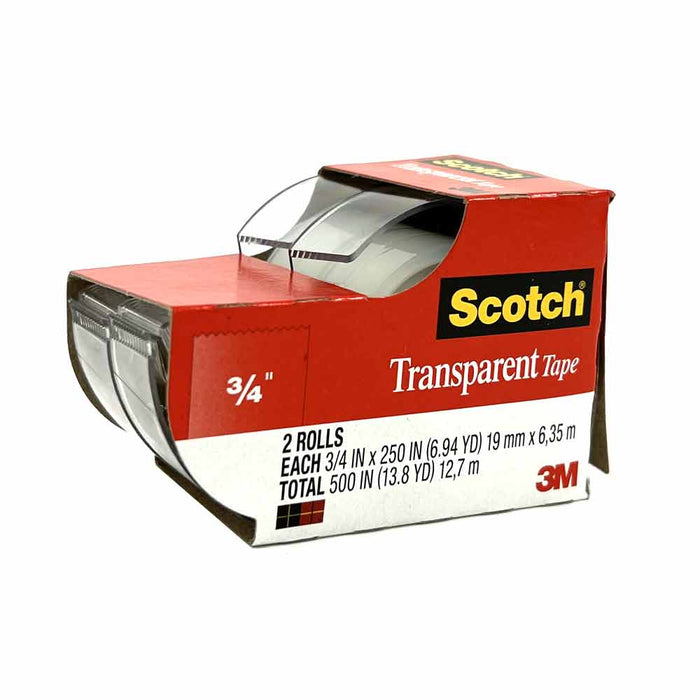 8 Pack Scotch Transparent Tape Rolls Dispenser Cutter Clear Office Home 3/4x2000