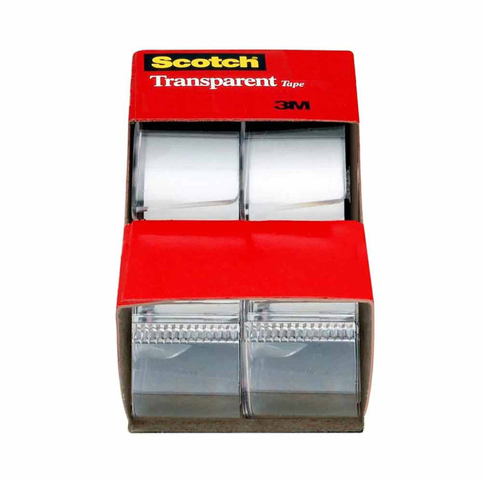 4 Rolls Scotch Transparent Tape Clear Cutter Dispenser Desktop Office 3/4 x 1000
