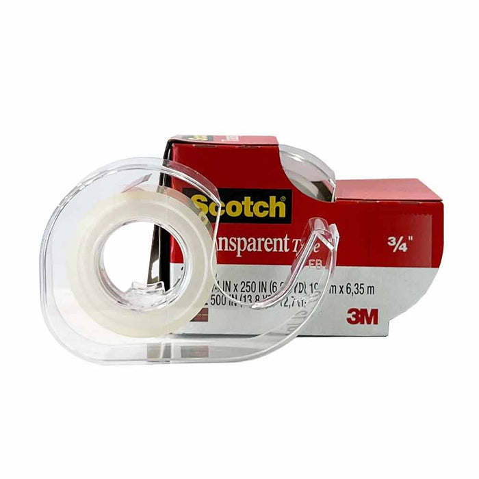 8 Pack Scotch Transparent Tape Rolls Dispenser Cutter Clear Office Home 3/4x2000