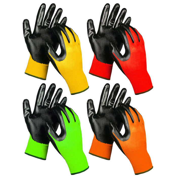 3 Pairs Safety Work Gloves Nitrile Coated Garden Mechanics Heavy Duty Latex Free