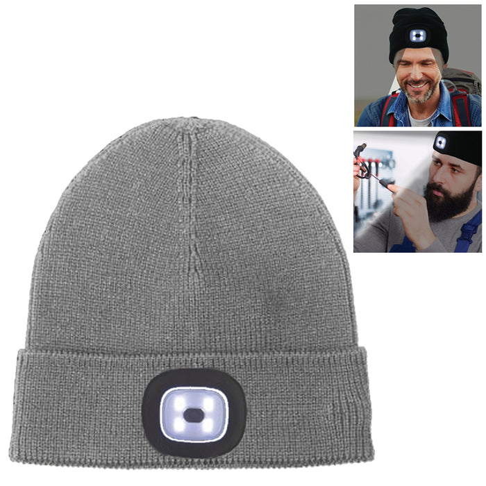 4 LED Beanie Lighted Cap Warm Wool Hat Winter Flashlight Style Night Camping New