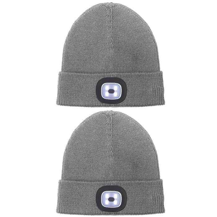 New LED Flashlight Style Hat Winter Warm Free Knitted Beanie Camping Running Cap