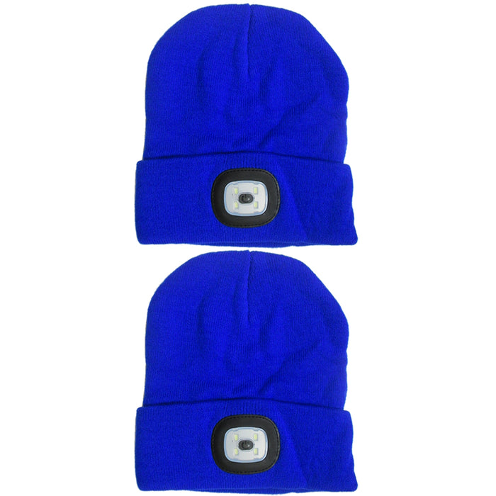New LED Flashlight Style Hat Winter Warm Free Knitted Beanie Camping Running Cap