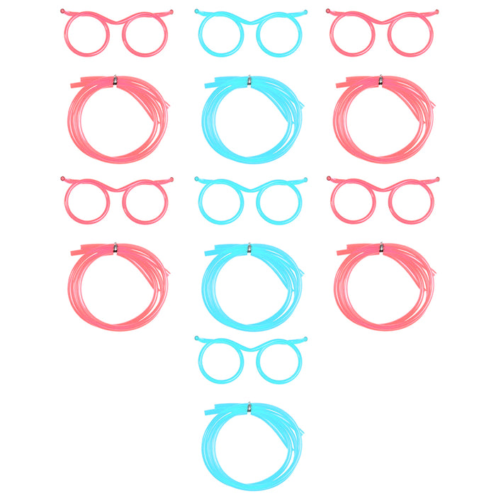 7X Silly Drinking Straw Glasses Kids Fun Crazy Loops Novelty Party Flexible Soft