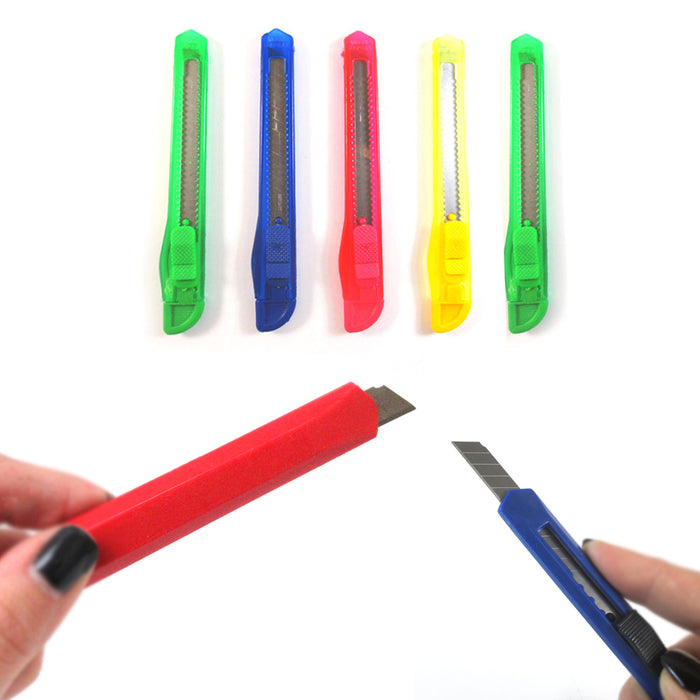 10 Knife Utility Box Cutter Plastic Retractable Lock Razor Sharp Blade Tool Sets