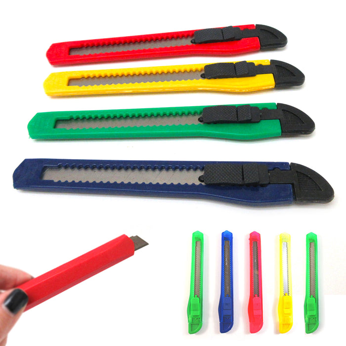 10 Knife Utility Box Cutter Plastic Retractable Lock Razor Sharp Blade Tool Sets